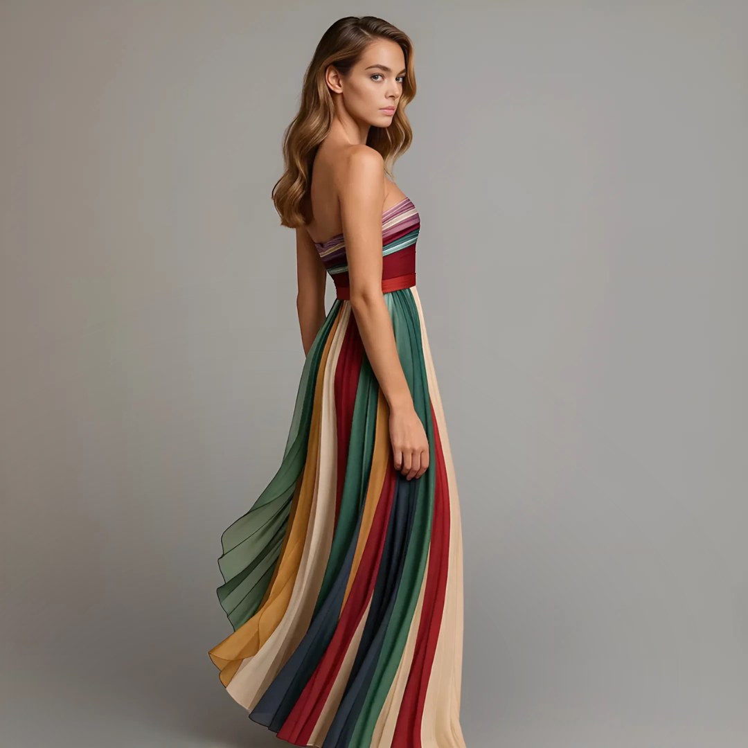 Nora | Women's Pleated Jewel Tone Maxi Dress - image 3