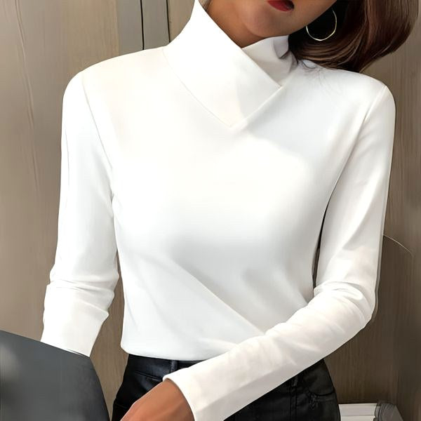 Nora | Women's Soft Turtleneck Jumper, Fitted Everyday Knitwear | The Dress Cellar | White