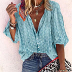 Olivia | Women's Designer Button-Front Blouse - Blauw