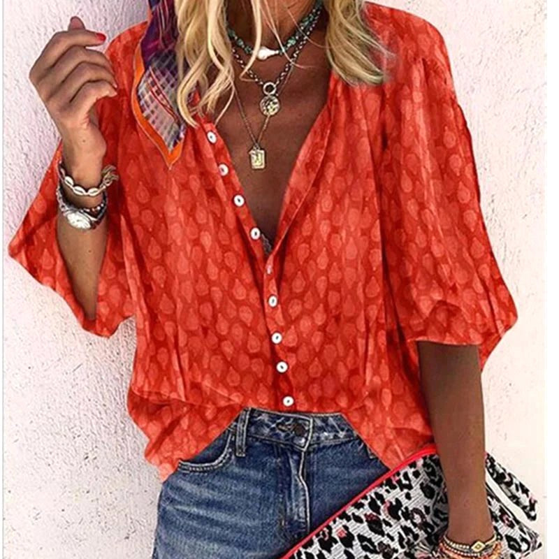 Olivia | Women's Designer Button-Front Blouse - Oranje