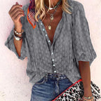 Olivia | Women's Designer Button-Front Blouse - Grijs