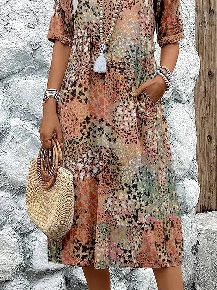Olivia | Women's Floral Midi Dress with Tummy Coverage - image 7
