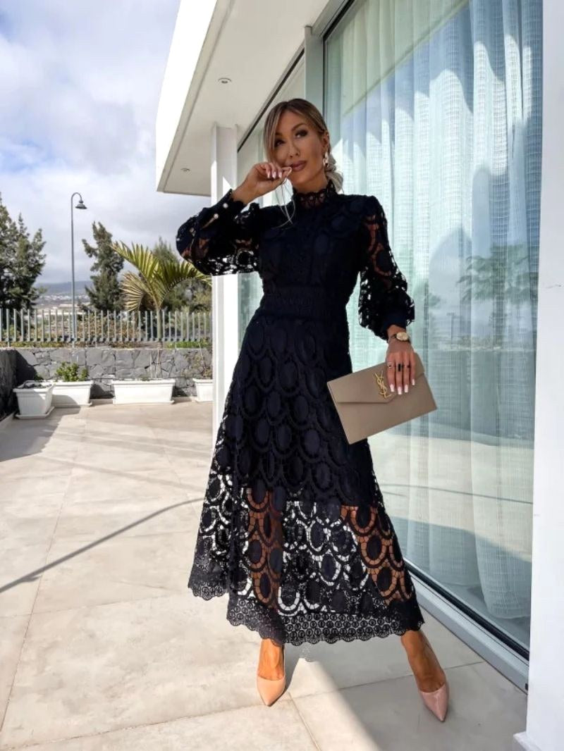 Olivia | Women's Lace Midi Dress - White