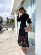 Olivia | Women's Lace Midi Dress - Pink