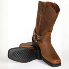 Oswin | Men's Mid-Calf Cowboy Boots, Harness Style Western Boots | The Dress Cellar | Black