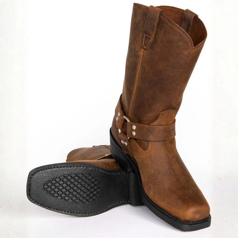 Oswin | Men's Mid-Calf Cowboy Boots, Harness Style Western Boots | The Dress Cellar | Black
