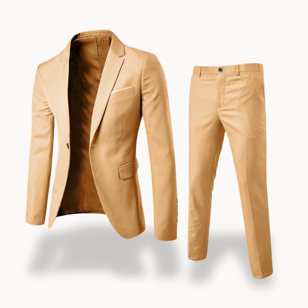 Owen | Men's Formal Two-Piece Suit, Slim-Fit Blazer Suit | The Dress Cellar | Beige