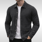 Owen | Men's Knit Cardigan, Finely Textured Layer Cardigan | The Dress Cellar | Grey