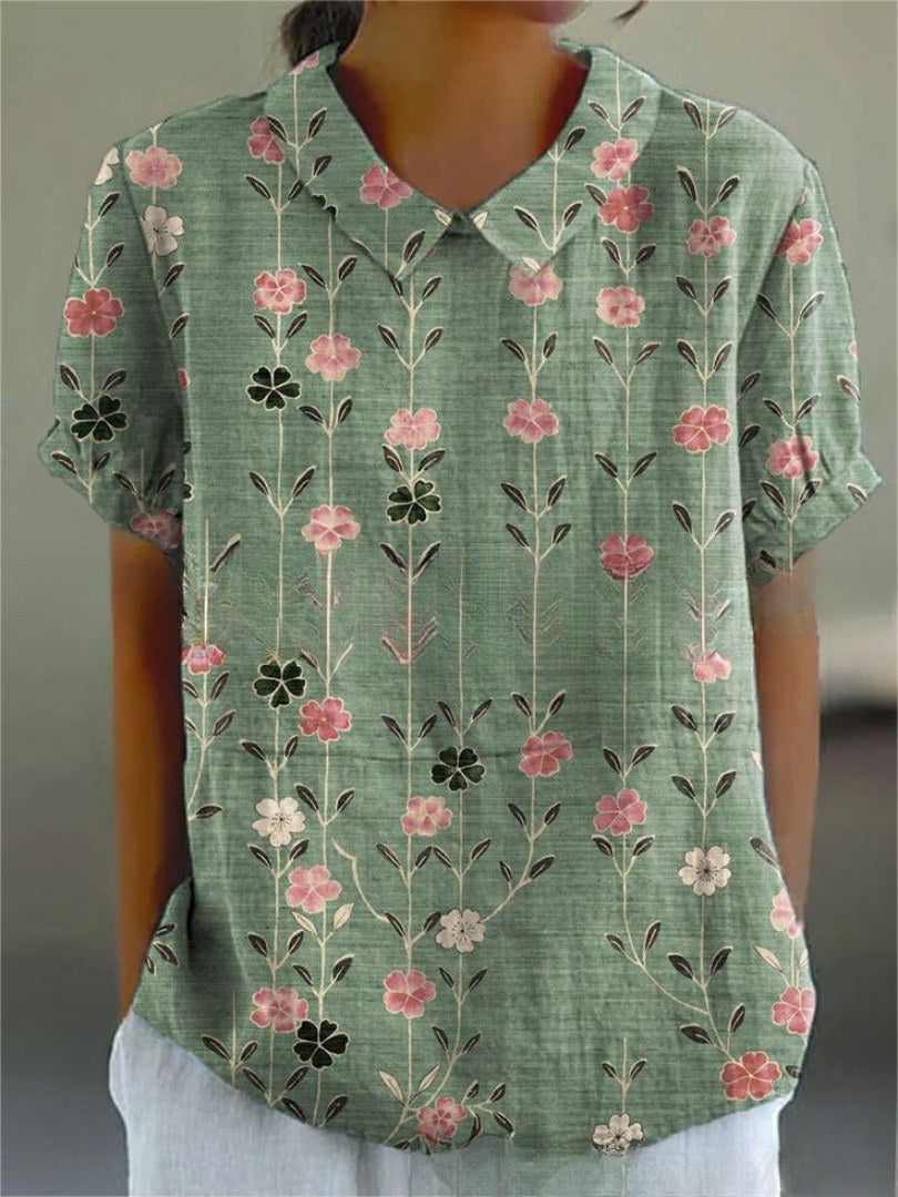 Paige | Women's Floral Print Short Sleeve Shirt - Floral print