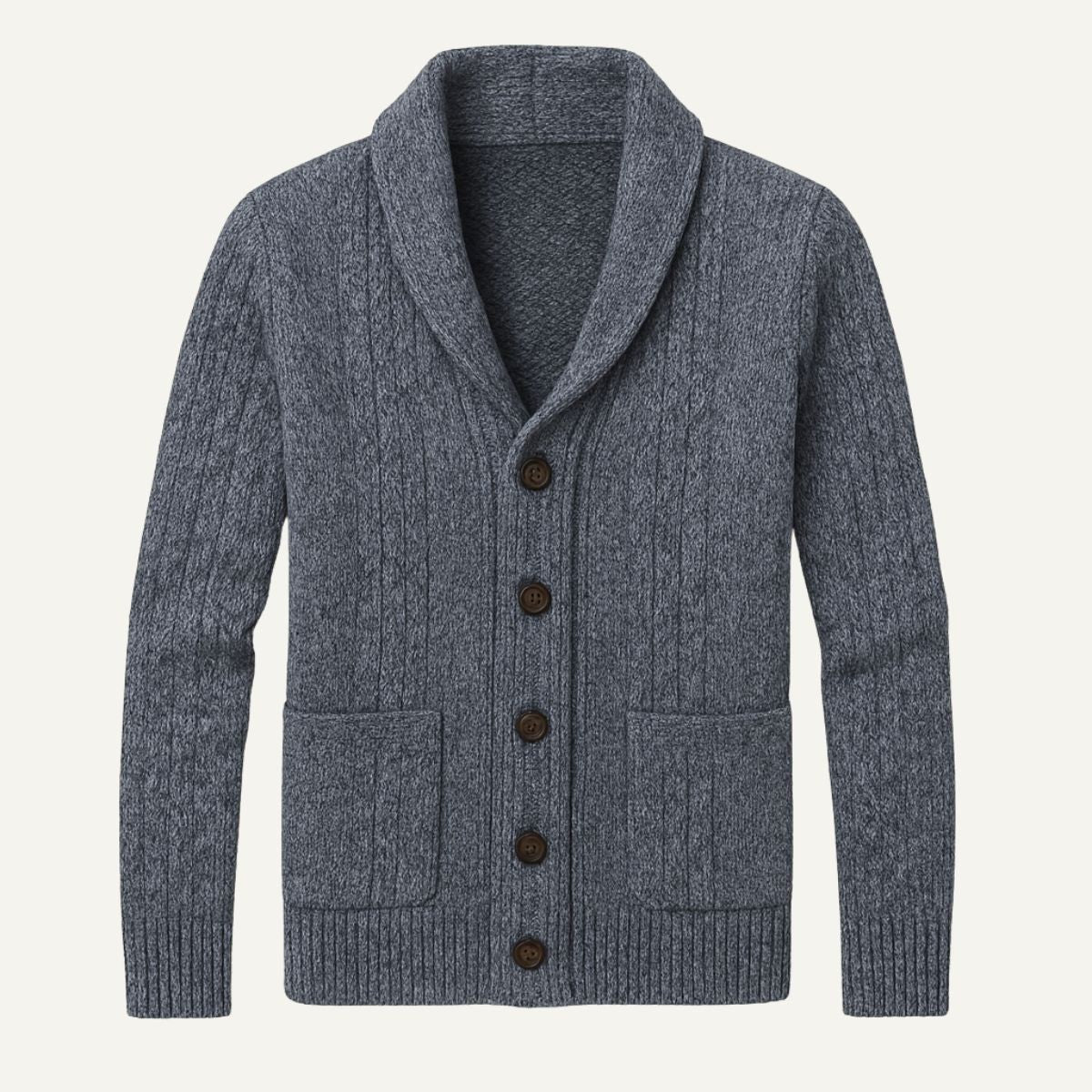 Parker | Men's Cashmere Cardigan, Relaxed Fit Knit Jumper | The Dress Cellar | Grey