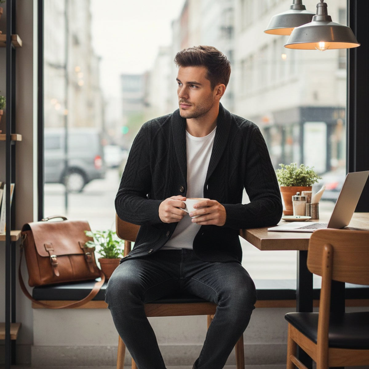Parker | Men's Cashmere Cardigan, Relaxed Fit Knit Jumper | The Dress Cellar