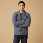 Parker | Men's Cashmere Cardigan, Relaxed Fit Knit Jumper | The Dress Cellar | Beige
