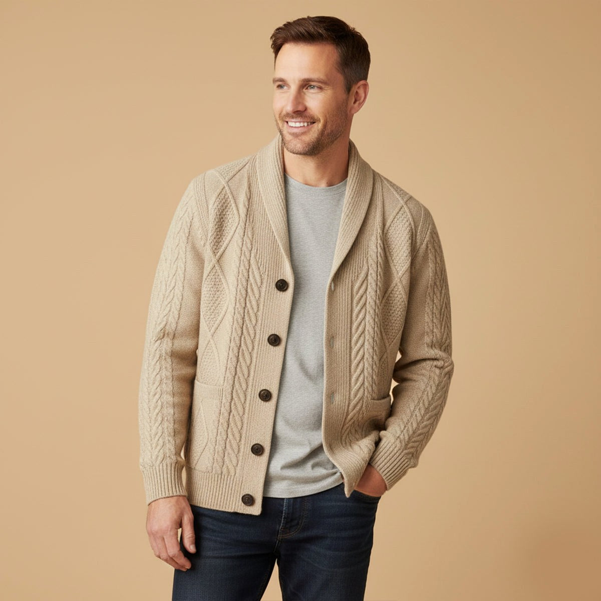 Parker | Men's Cashmere Cardigan, Relaxed Fit Knit Jumper | The Dress Cellar
