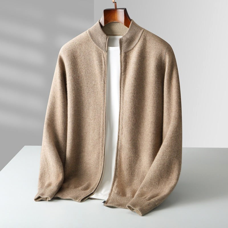 Parker | Men's Full-Zip Knit Cardigan, Comfortable Everyday Cardigan | The Dress Cellar | Beige