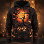 Parker | Women's Halloween Pumpkin Graphic Hoodie, Festive Autumn Hoodie | The Dress Cellar | Brown