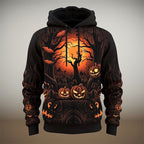 Parker | Women's Halloween Pumpkin Graphic Hoodie, Festive Autumn Hoodie | The Dress Cellar | Dark Gray