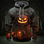 Parker | Women's Halloween Pumpkin Graphic Hoodie, Festive Autumn Hoodie | The Dress Cellar | Orange