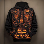 Parker | Women's Halloween Pumpkin Graphic Hoodie, Festive Autumn Hoodie | The Dress Cellar | Black