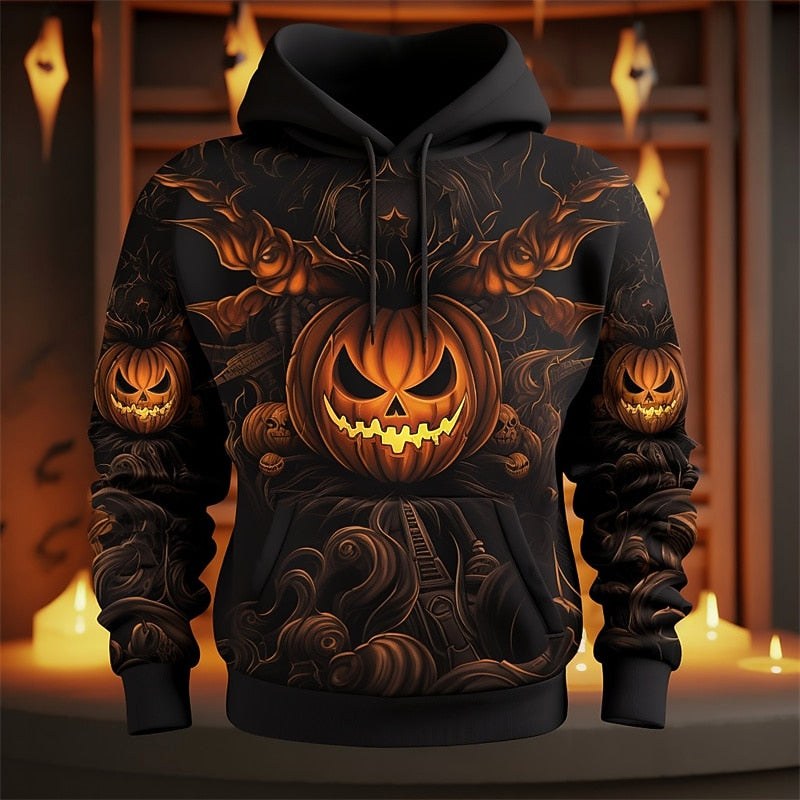 Parker | Women's Halloween Pumpkin Graphic Hoodie, Festive Autumn Hoodie | The Dress Cellar
