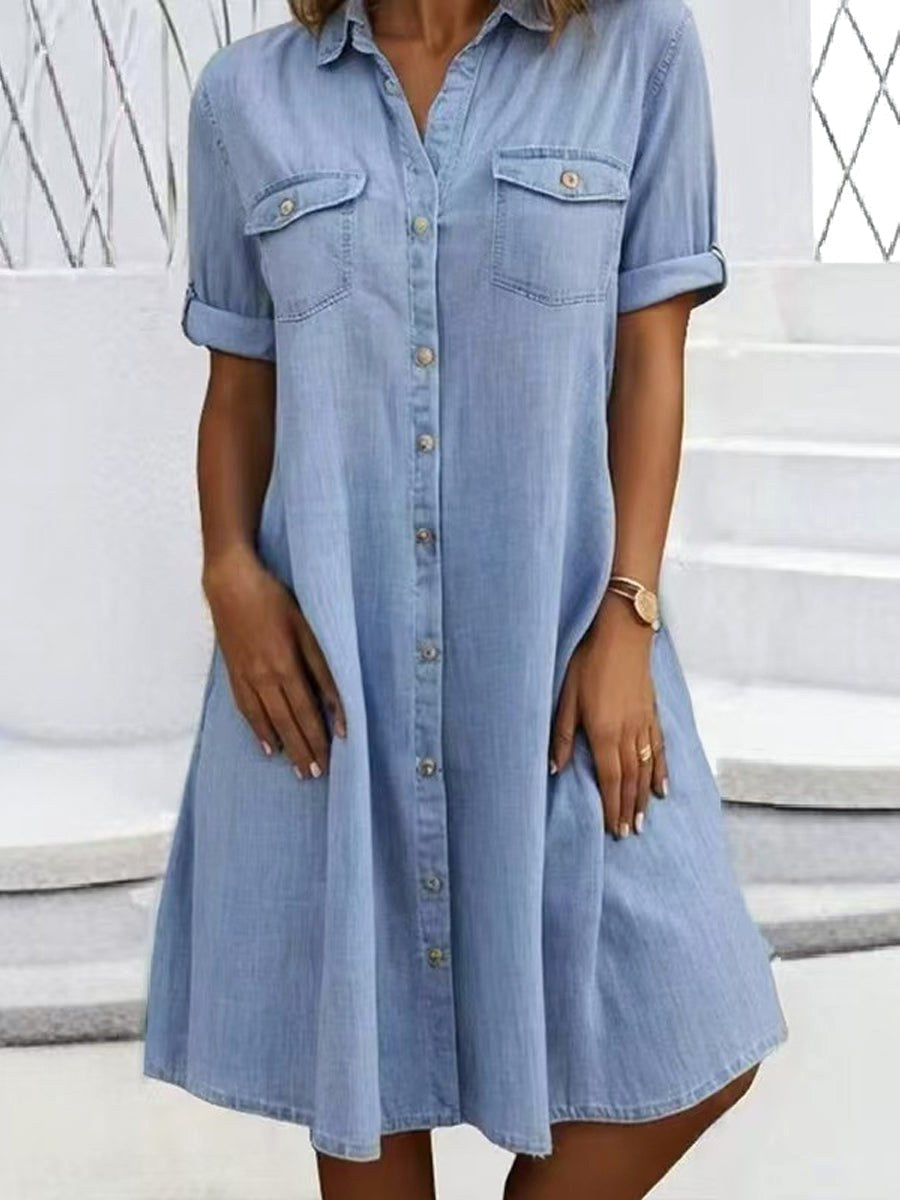 Patricia | Women's Casual Denim Midi Dress - image 2
