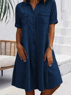 Patricia | Women's Casual Denim Midi Dress - image 3