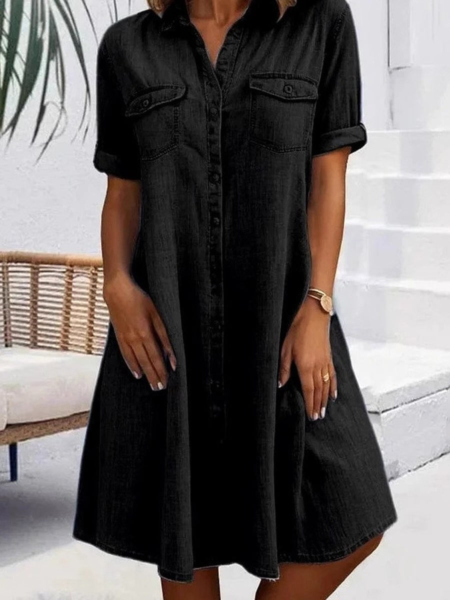 Patricia | Women's Casual Denim Midi Dress - image 4