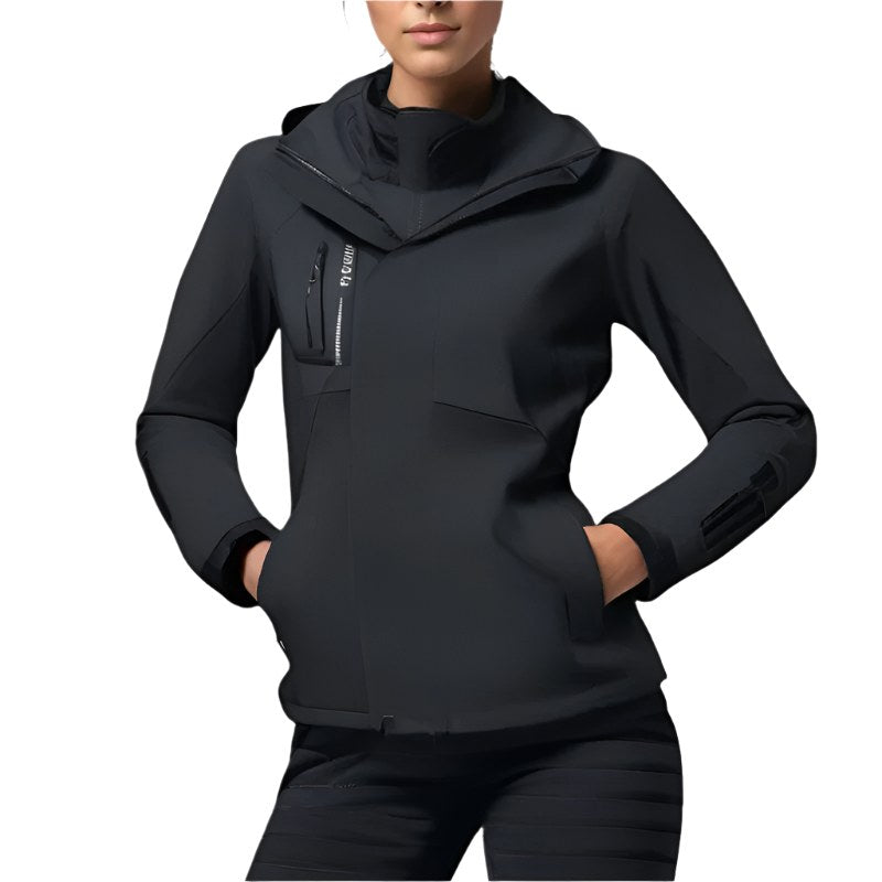 Patricia | Women's Waterproof Softshell Jacket, Wind-Resistant Performance Coat | The Dress Cellar | Black