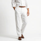 Patrick | Men's Linen-Cotton Blend Trousers with a Comfortable Fit; Breathable Summer Trousers | The Dress Cellar