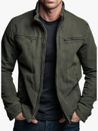 Paul | Men's Classic Cotton Jacket, Structured Casual Jacket | The Dress Cellar | Army Green