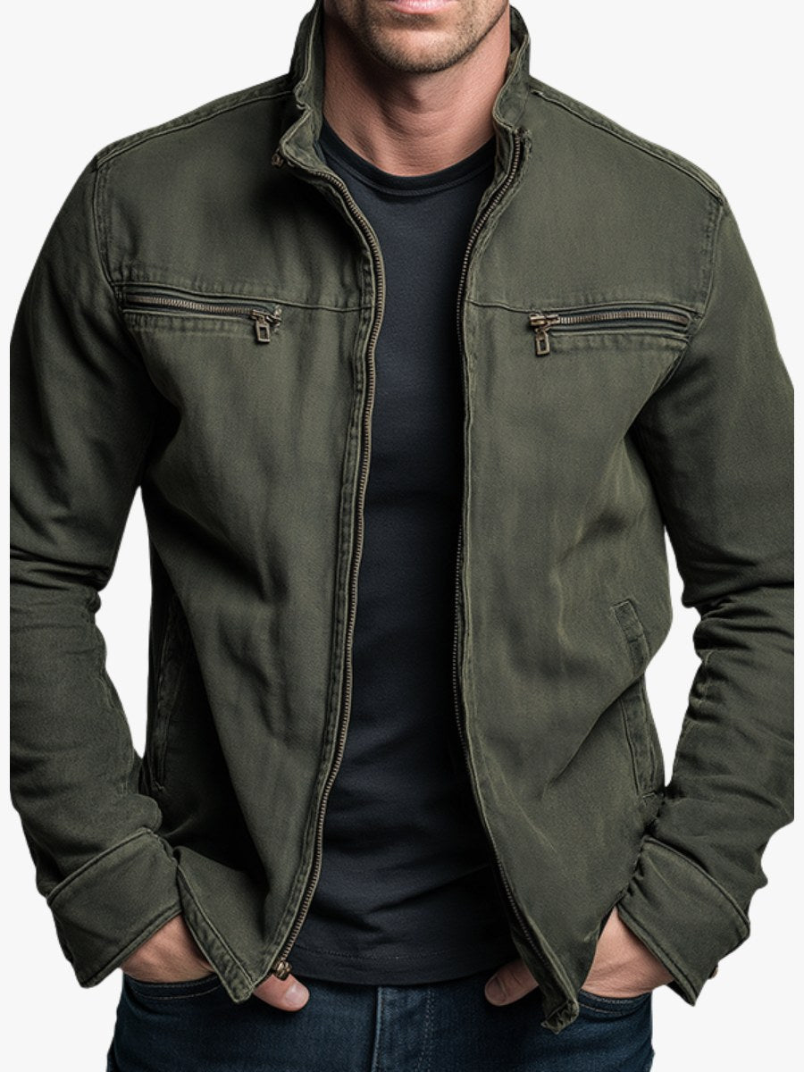 Paul | Men's Classic Cotton Jacket, Structured Casual Jacket | The Dress Cellar | Army Green