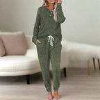 Michelle | Women's Warm Two-Piece Lounge Set, Soft Top and Pants | The Dress Cellar | Burgundy Red