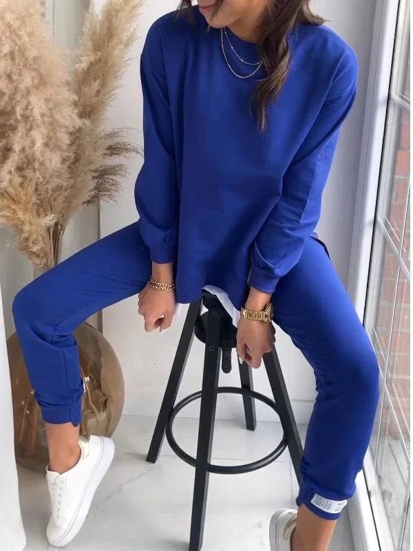 Penelope | Women's Oversized Two-Piece Lounge Set, Tapered Joggers | The Dress Cellar | Orange