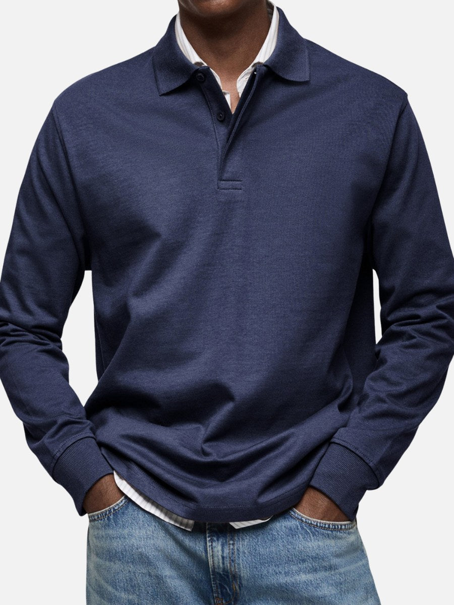 Percy | Men's Long-Sleeve Polo Shirt, Tailored Smart Polo | The Dress Cellar