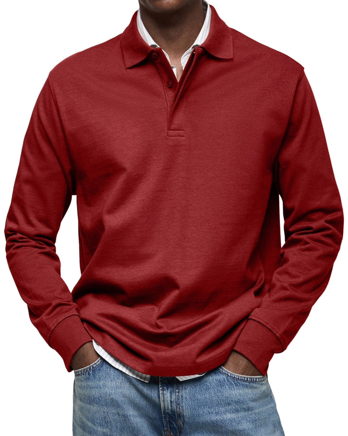 Percy | Men's Long-Sleeve Polo Shirt, Tailored Smart Polo | The Dress Cellar