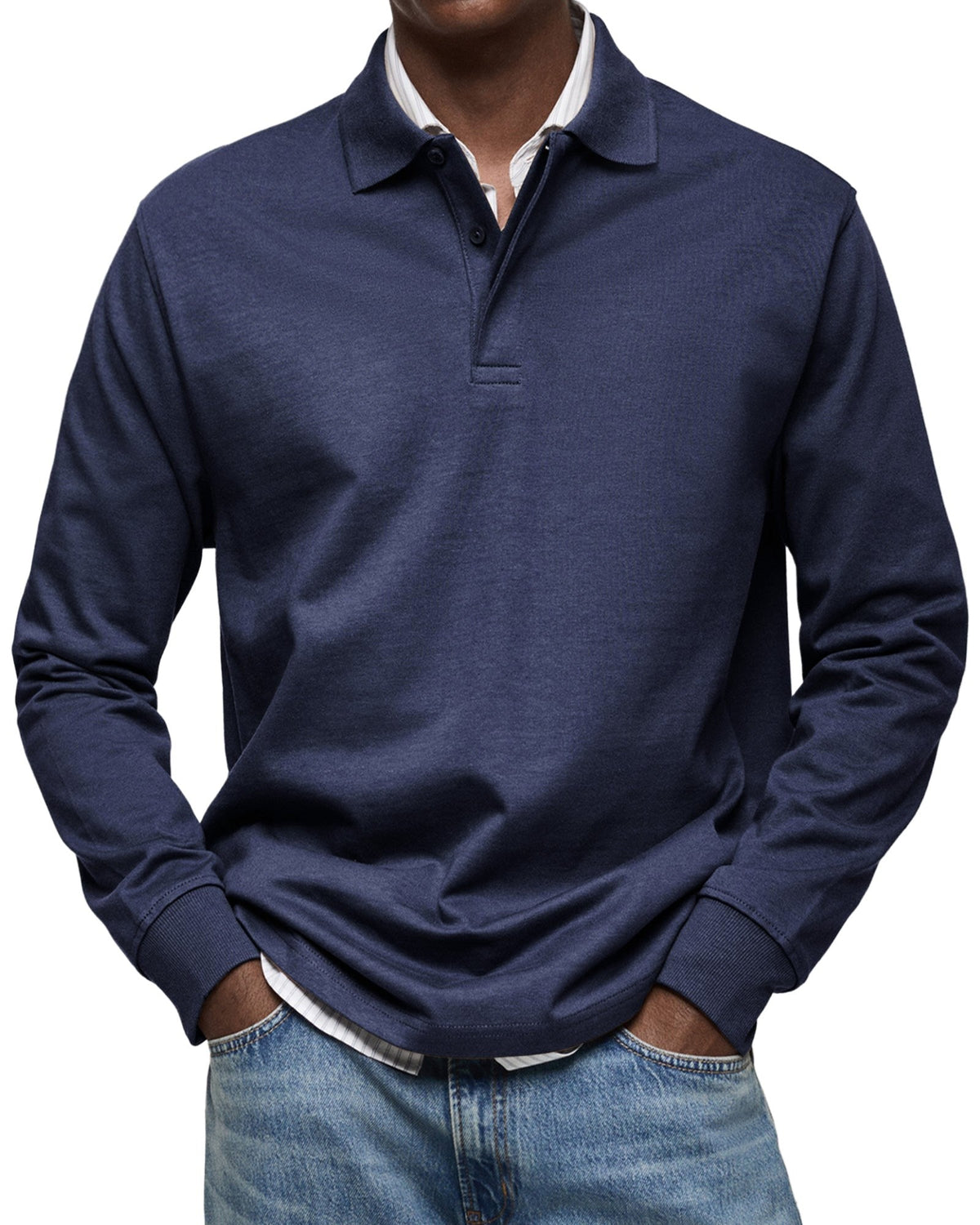 Percy | Men's Long-Sleeve Polo Shirt, Tailored Smart Polo | The Dress Cellar