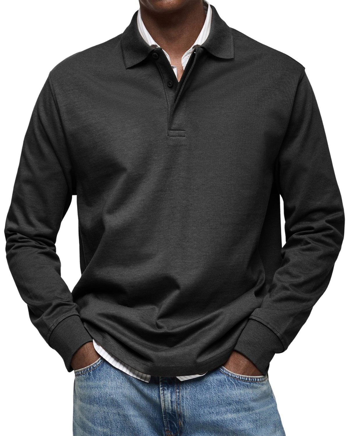 Percy | Men's Long-Sleeve Polo Shirt, Tailored Smart Polo | The Dress Cellar
