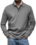Percy | Men's Long-Sleeve Polo Shirt, Tailored Smart Polo | The Dress Cellar