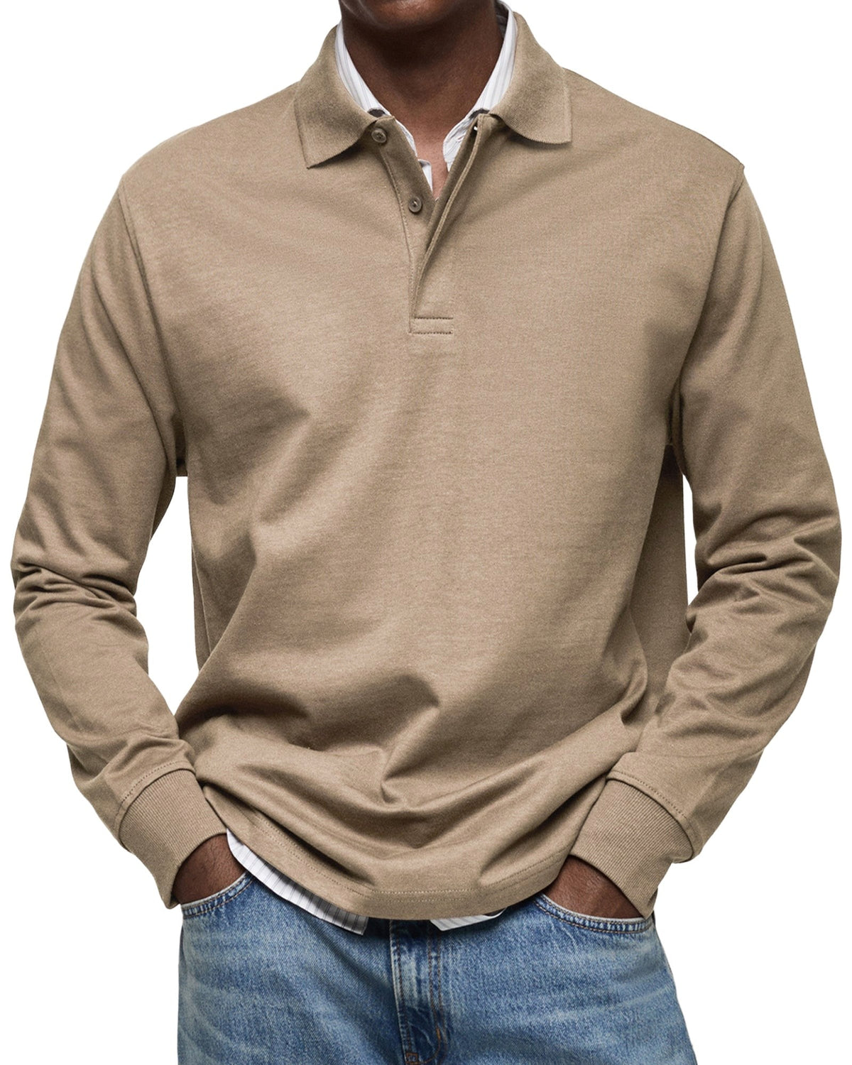 Percy | Men's Long-Sleeve Polo Shirt, Tailored Smart Polo | The Dress Cellar
