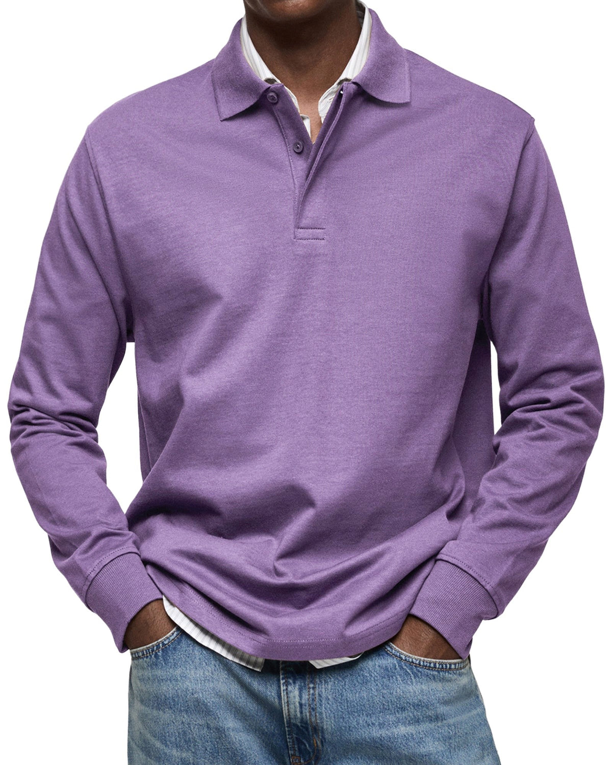 Percy | Men's Long-Sleeve Polo Shirt, Tailored Smart Polo | The Dress Cellar
