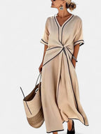 Peyton | Women's Striped Elegant Summer Dress - Blue