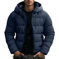 Philip | Men's Hooded Quilted Puffer Jacket, Padded Autumn Coat | The Dress Cellar | Navy Blue