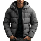 Philip | Men's Hooded Quilted Puffer Jacket, Padded Autumn Coat | The Dress Cellar | Gray