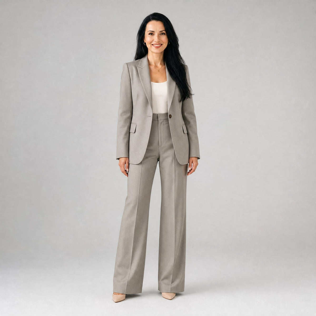 Rachel | Women's Tailored Blazer and Wide-Leg Pants Two-Piece Suit | The Dress Cellar