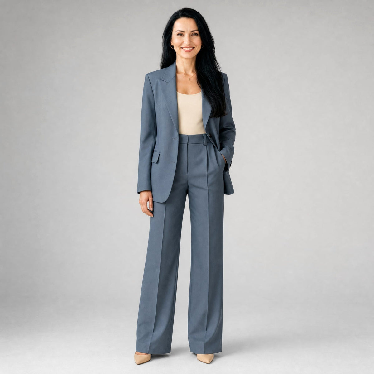 Rachel | Women's Tailored Blazer and Wide-Leg Pants Two-Piece Suit | The Dress Cellar