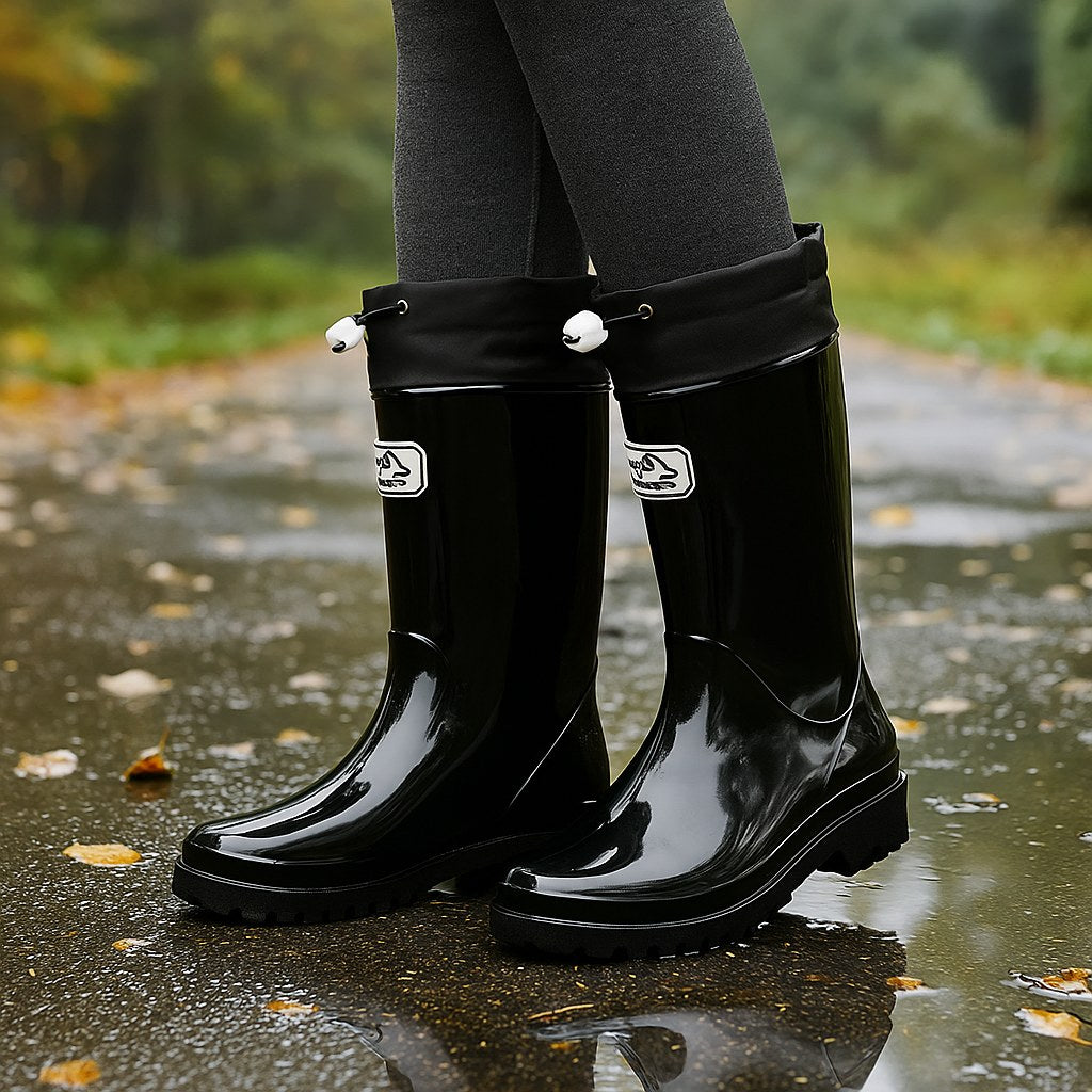 Phoebe | Women's Waterproof Rubber Boots, Adjustable Lace Rain Boots | The Dress Cellar