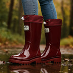 Phoebe | Women's Waterproof Rubber Boots, Adjustable Lace Rain Boots | The Dress Cellar
