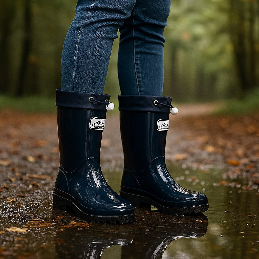 Phoebe | Women's Waterproof Rubber Boots, Adjustable Lace Rain Boots | The Dress Cellar