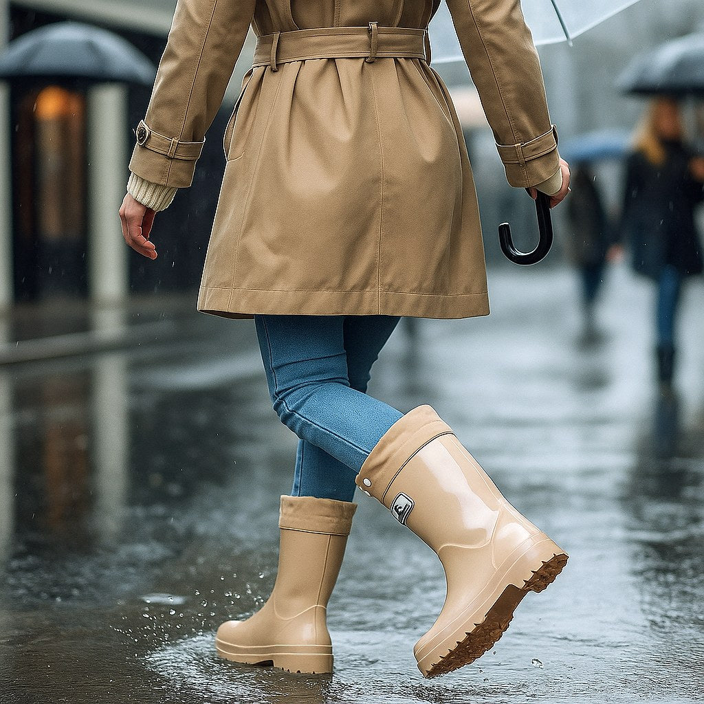 Phoebe | Women's Waterproof Rubber Boots, Adjustable Lace Rain Boots | The Dress Cellar