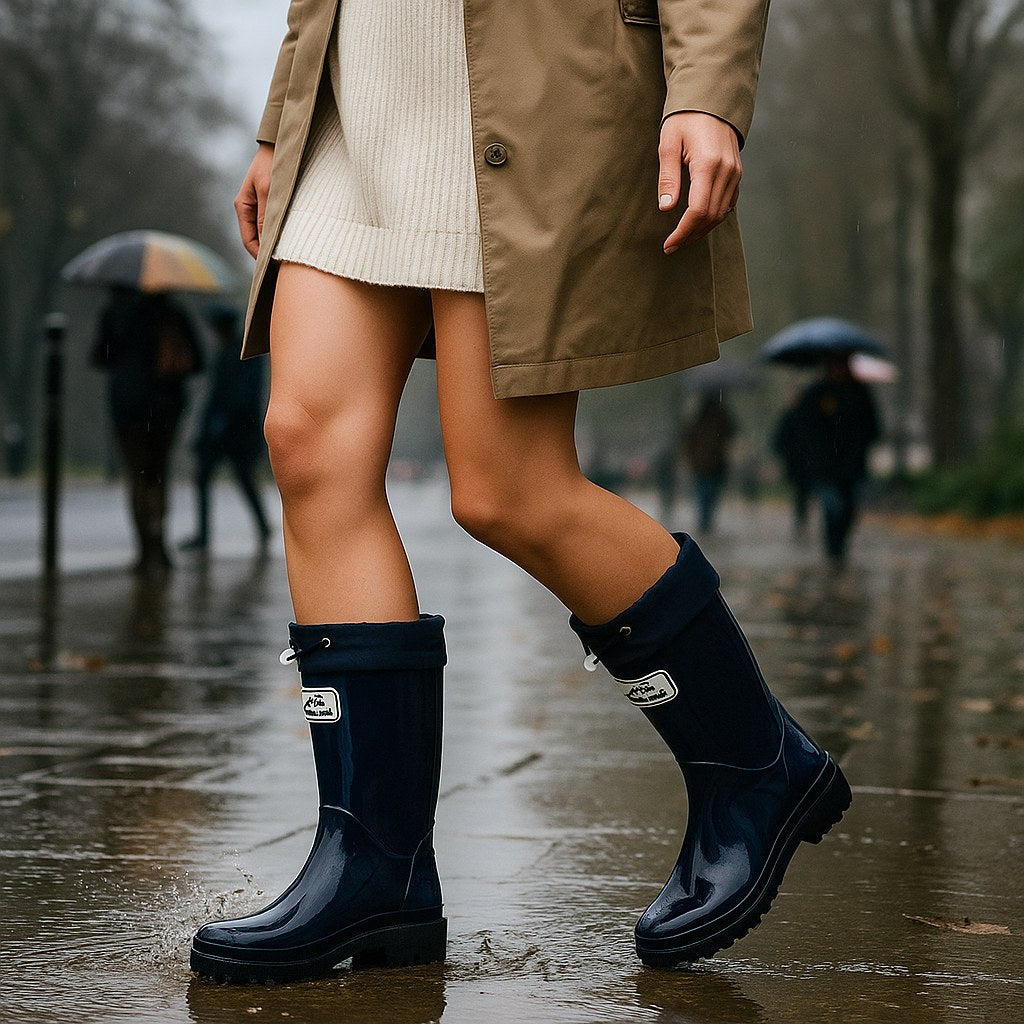 Phoebe | Women's Waterproof Rubber Boots, Adjustable Lace Rain Boots | The Dress Cellar