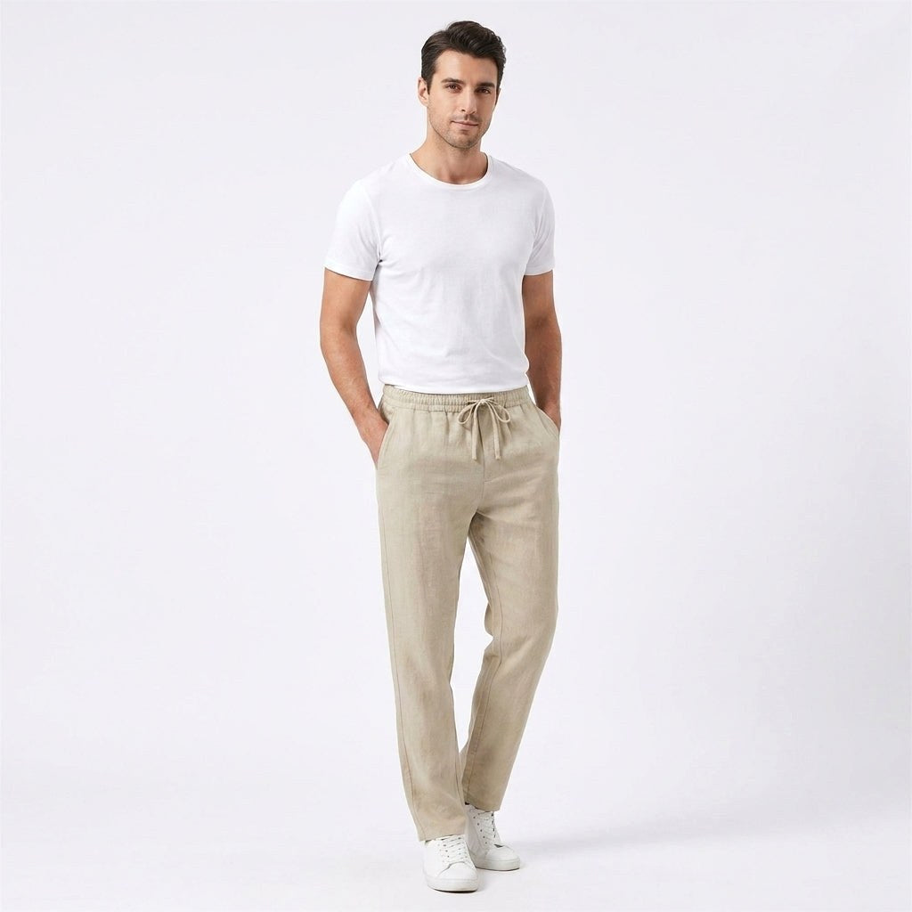 Peter | Men's Linen Trousers, Loose-Fit Summer Trousers | The Dress Cellar